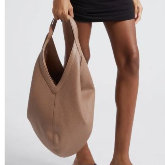 NWOT MANSUR GAVRIEL Soft M Hobo Taupe Pebble Leather Tote Shoulder Bag - Picture 2 of 9